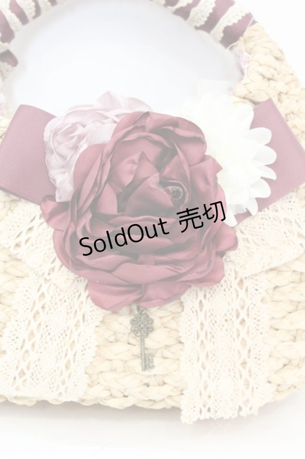 画像2: axes femme / コサージュ付雑材バッグ  ナチュラル O-25-10-25-1044-AX-BG-IG-ZT387 (2)