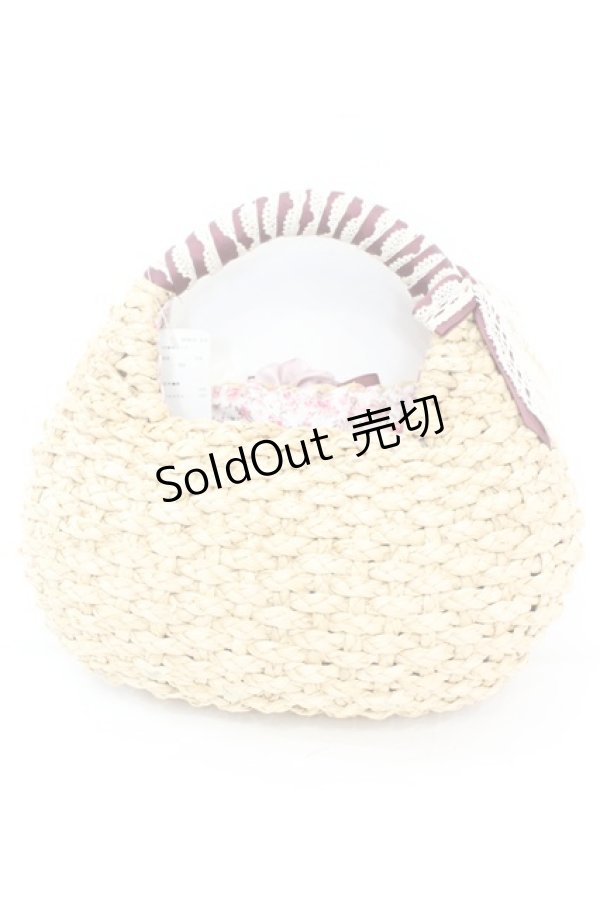 画像3: axes femme / コサージュ付雑材バッグ  ナチュラル O-25-10-25-1044-AX-BG-IG-ZT387 (3)