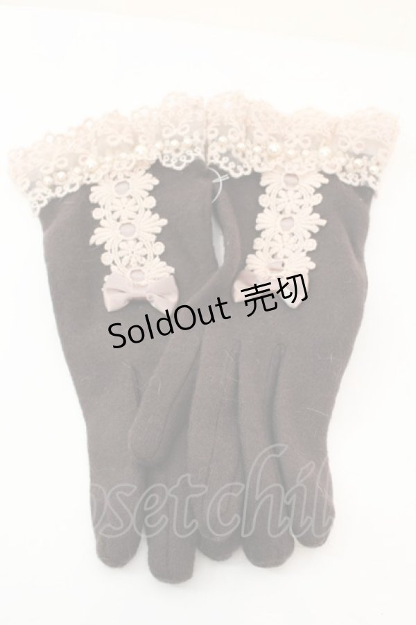 画像1: axes femme / リボンｘレースフェミニン手袋  ブラウン O-25-10-25-1064-AX-BL-IG-OS (1)