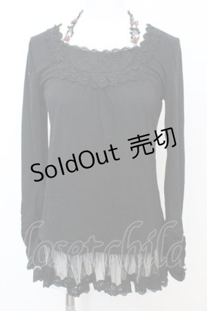 画像: axes femme / はしごレースホルターネックカットソー M クロ O-25-10-25-1007-AX-TO-IG-OS