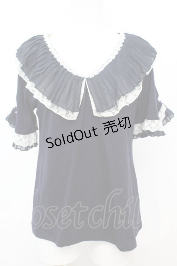 画像1: axes femme / ゴージャスフリル袖プルオーバー M ネイビー O-25-10-25-1008-AX-TO-IG-OS (1)