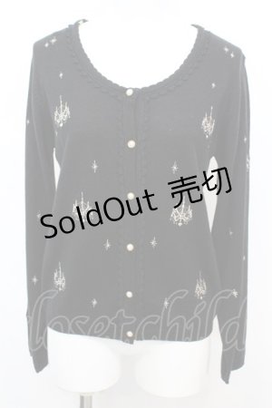 画像: axes femme / シャンデリア刺繍ニットカーディガン M クロ O-25-10-25-1013-AX-BL-IG-OS