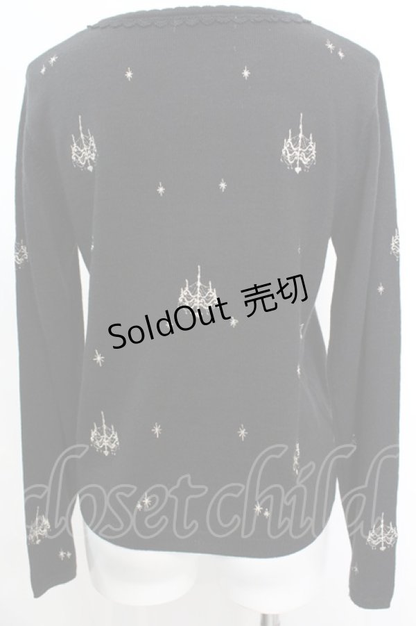 画像3: axes femme / シャンデリア刺繍ニットカーディガン M クロ O-25-10-25-1013-AX-BL-IG-OS (3)