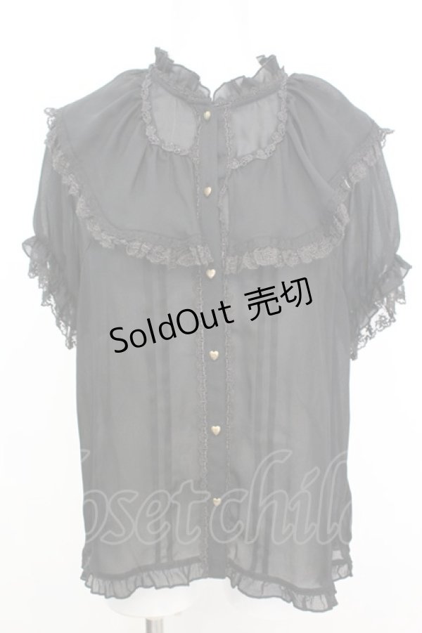 画像1: axes femme / ビッグフリルフェミニンブラウス M クロ O-25-10-25-1015-AX-BL-IG-OS (1)