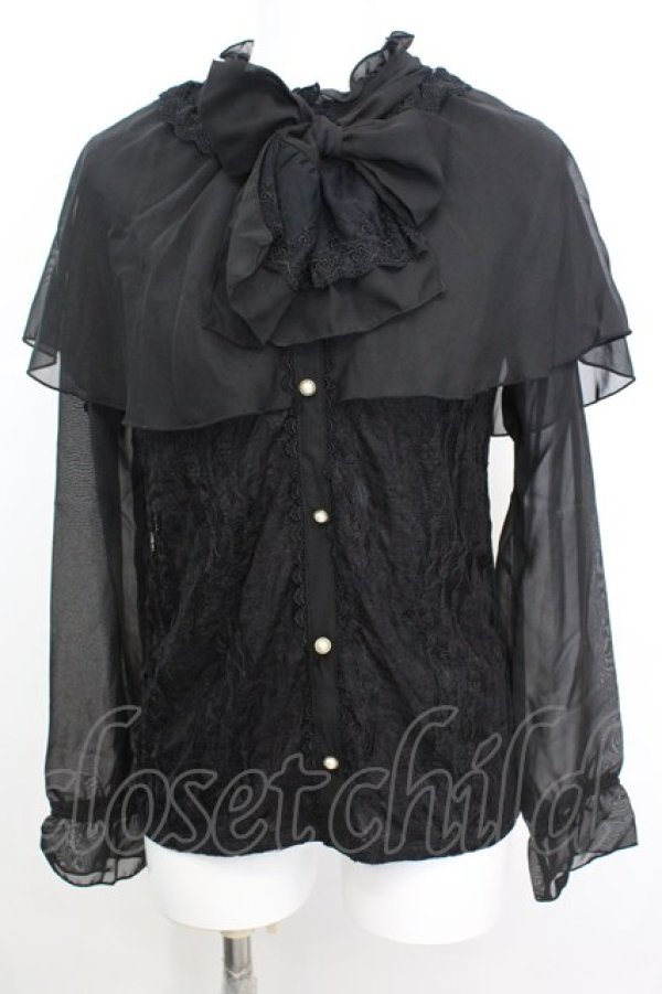 画像1: axes femme / ケープ付レーシープルオーバー M クロ O-25-10-25-1016-AX-TO-IG-OS (1)