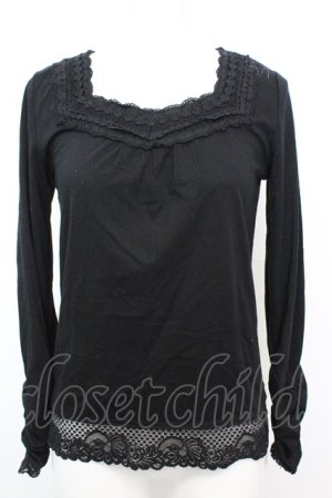 画像: axes femme / フラワーレースカットソー M クロ O-25-10-25-1022-AX-TO-IG-OS
