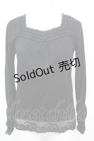 画像: axes femme / フラワーレースカットソー M クロ O-25-10-25-1022-AX-TO-IG-OS