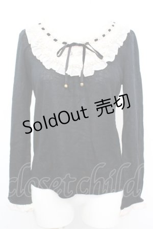 画像: axes femme / 3段レースバイカラープルオーバー M クロ×アイボリー O-25-10-25-1028-AX-TO-IG-OS