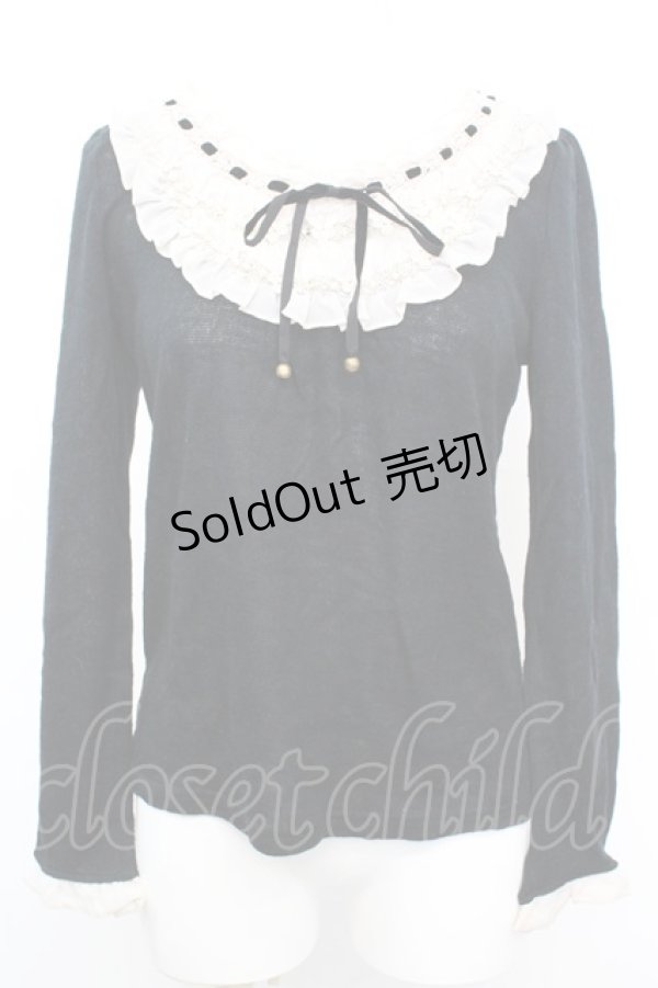 画像1: axes femme / 3段レースバイカラープルオーバー M クロ×アイボリー O-25-10-25-1028-AX-TO-IG-OS (1)