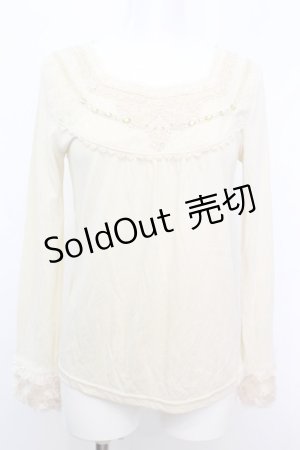 画像: axes femme / ストーンレースカットソー M アイボリー O-25-10-25-1029-AX-TO-IG-OS