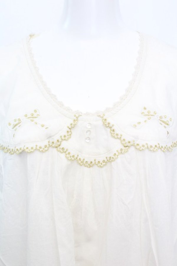 画像2: Cherir la femme / リボン刺繍ワンピース M アイボリー O-25-10-25-1031-LO-TO-IG-OS (2)