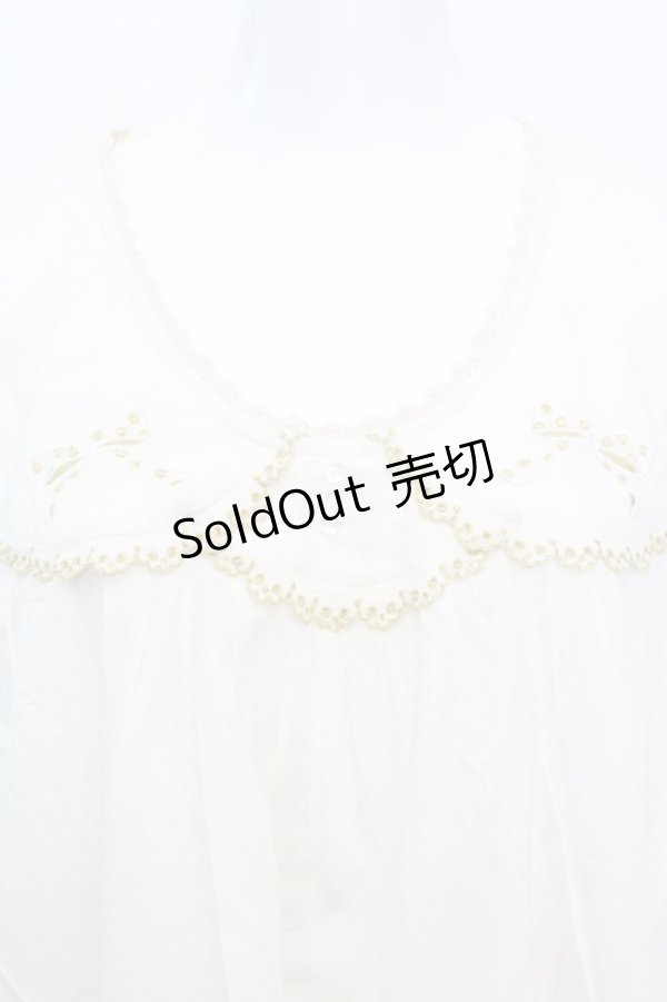 画像2: 【SALE】Cherir la femme / リボン刺繍ワンピース M アイボリー O-25-10-25-1031-LO-TO-IG-ZT003 (2)