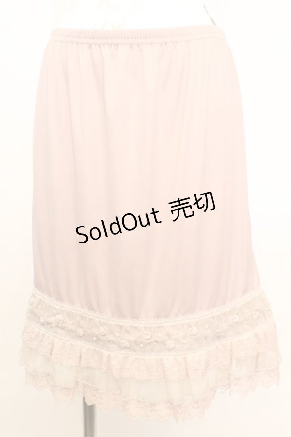 画像1: axes femme / 薔薇とパールのミドルペチスカート M ピンクベージュ O-25-10-25-1036-AX-SK-IG-OS (1)