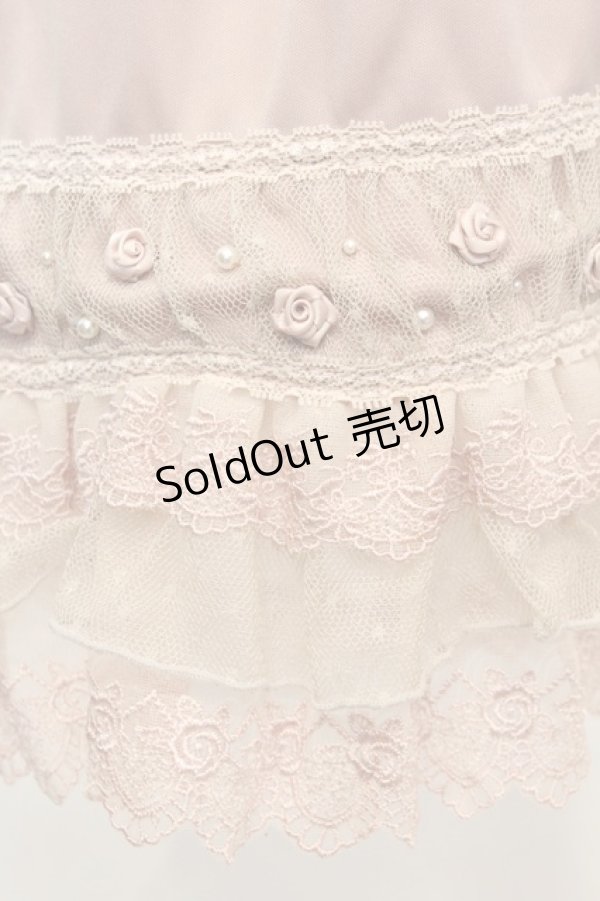 画像2: axes femme / 薔薇とパールのミドルペチスカート M ピンクベージュ O-25-10-25-1036-AX-SK-IG-OS (2)
