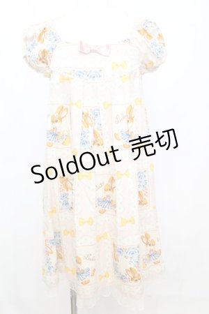 画像: 【SALE】Emily Temple cute / ウサギハンカチワンピース  アイボリー×ピンク O-25-10-25-1040-ET-OP-IG-ZT259