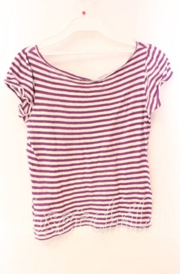 画像2: Candy Stripper / ボーダーTシャツ 2 パープル×シロ O-25-10-25-056-PU-TS-IG-OS (2)