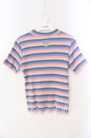 画像: Candy Stripper / ハート透かし半袖ニット  ピンク系 O-25-10-25-060-PU-TO-IG-OS