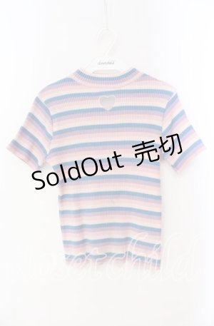 画像: Candy Stripper / ハート透かし半袖ニット  ピンク系 O-25-10-25-060-PU-TO-IG-ZT354