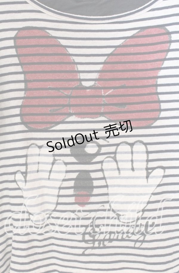 画像2: 【SALE】Candy Stripper / バックスリットカットソー  オフ×ネイビー×クロ O-25-10-25-062-PU-TO-IG-ZT353 (2)