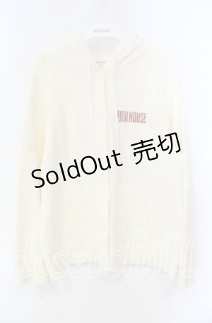 画像: PINK HOUSE / 桜Teddy編み込みニットパーカー  アイボリー O-25-10-25-069-LO-TO-IG-OS