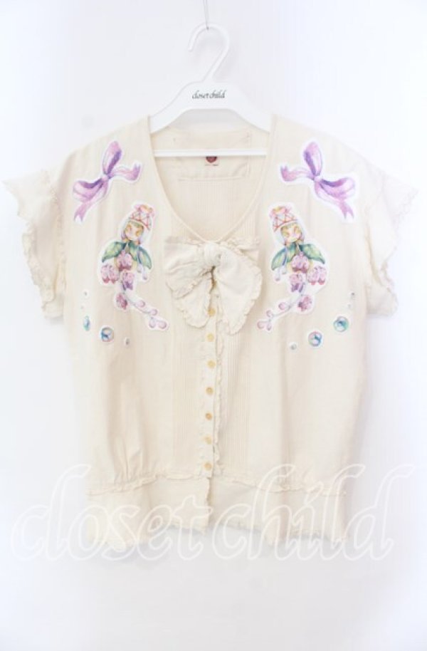画像1: PINK HOUSE POCHE / fairy patch ribbon blouse ブラウス  アイボリーー O-25-10-25-070-LO-BL-IG-OS (1)