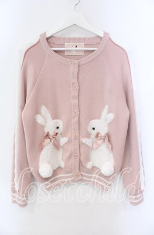 画像: PINK HOUSE / スイーツスプリングバニーモチーフ付きニットカーディガン  ピンク O-25-10-25-071-LO-TO-IG-OS