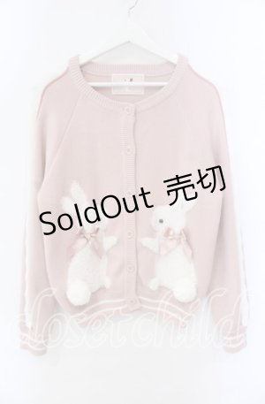 画像: PINK HOUSE / スイーツスプリングバニーモチーフ付きニットカーディガン  ピンク O-25-10-25-071-LO-TO-IG-OS