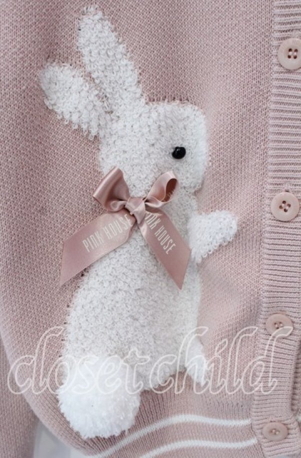 画像2: PINK HOUSE / スイーツスプリングバニーモチーフ付きニットカーディガン  ピンク O-25-10-25-071-LO-TO-IG-OS (2)