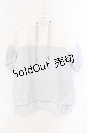 画像: axes femme / バイカラーパーカープルオーバー  サックス×シロ O-25-10-25-073-AX-TO-IG-OS