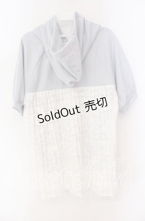 画像2: axes femme / プリーツレース半袖パーカー  サックス O-25-10-25-074-AX-TO-IG-OS (2)
