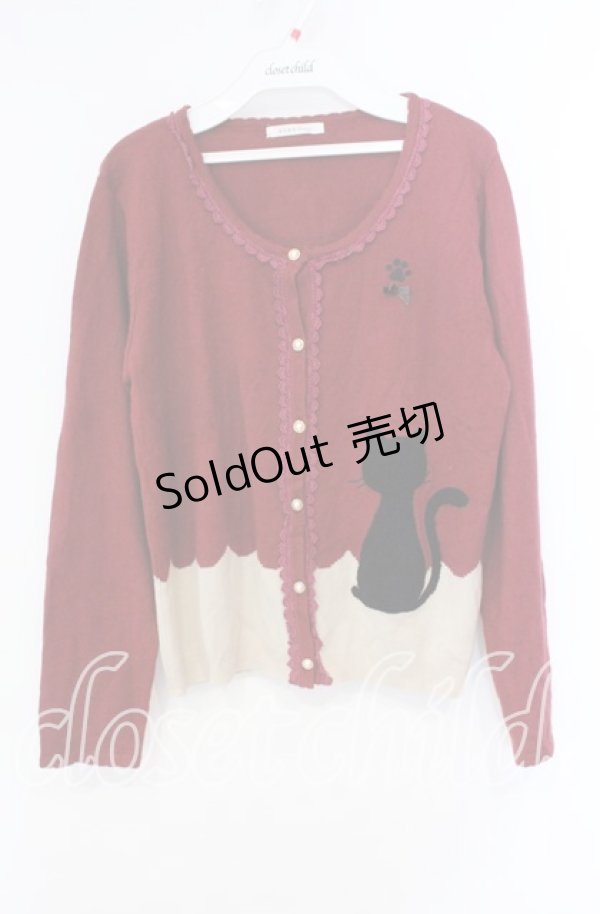 画像1: axes femme / 黒猫カーディガン  アカ O-25-10-25-076-AX-TO-IG-OS (1)