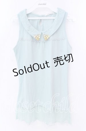 画像: 【SALE】axes femme / ストーン襟タンクトップ  ミント O-25-10-25-077-AX-TO-IG-ZT132