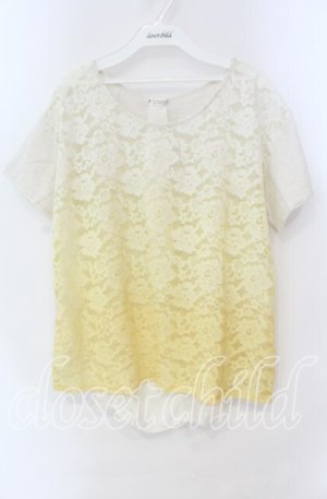 画像: axes femme / グラデーションレースTシャツ  イエロー系 O-25-10-25-079-AX-TO-IG-OS