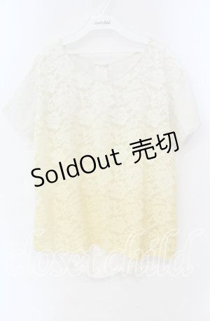 画像: 【SALE】axes femme / グラデーションレースTシャツ  イエロー系 O-25-10-25-079-AX-TO-IG-ZT052