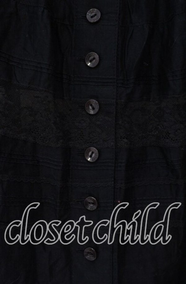 画像2: PINK HOUSE / ローズレース切り替えローンスカート  クロ O-25-10-28-026-LO-SK-IG-OS (2)