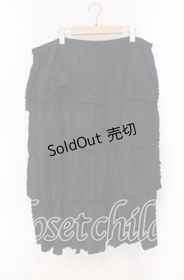 画像1: WONDERFUL WORLD / ピコフリル段々ロングスカート【お直しあり】  クロ O-25-10-28-037-LO-SK-IG-OS (1)