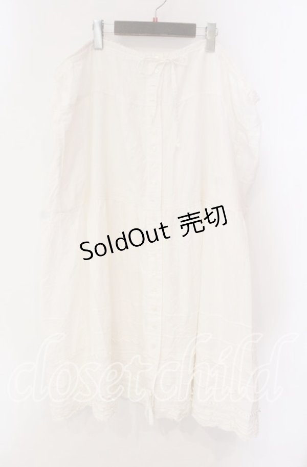 画像1: PINK HOUSE / タックフリルリボン通しロングスカート【お直しあり】  シロ O-25-10-28-038-LO-SK-IG-OS (1)