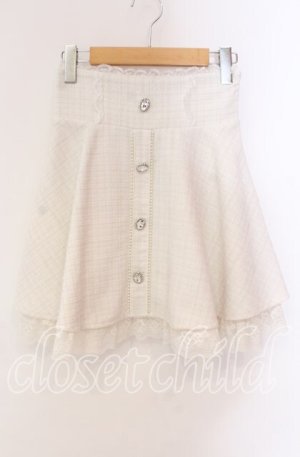 画像: Ank Rouge / ビジュー配色ツイードスカート M シロ O-25-10-28-041-CA-SK-OW-OS