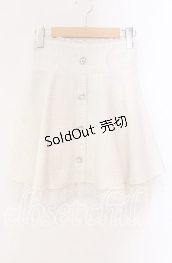 画像1: Ank Rouge / ビジュー配色ツイードスカート M シロ O-25-10-28-041-CA-SK-OW-OS (1)