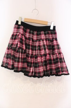 画像: ALGONQUINS / シフォンチェックスカート  ピンク×ブラック O-25-10-28-045-AL-SK-IG-OS
