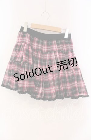 画像: ALGONQUINS / シフォンチェックスカート  ピンク×ブラック O-25-10-28-045-AL-SK-IG-ZT398