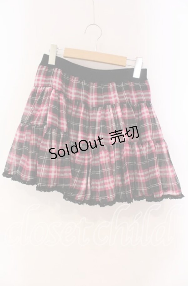画像1: ALGONQUINS / シフォンチェックスカート  ピンク×ブラック O-25-10-28-045-AL-SK-IG-ZT398 (1)