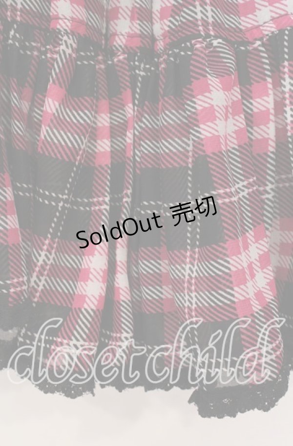 画像2: ALGONQUINS / シフォンチェックスカート  ピンク×ブラック O-25-10-28-045-AL-SK-IG-ZT398 (2)