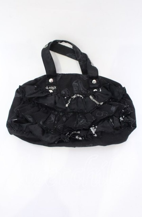 画像1: h.naoto Blood / オリジナルプリントティアードバッグ  ブラック O-25-10-28-004-HN-BG-IG-OS (1)