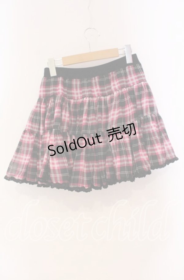 画像3: ALGONQUINS / シフォンチェックスカート  ピンク×ブラック O-25-10-28-045-AL-SK-IG-ZT398 (3)