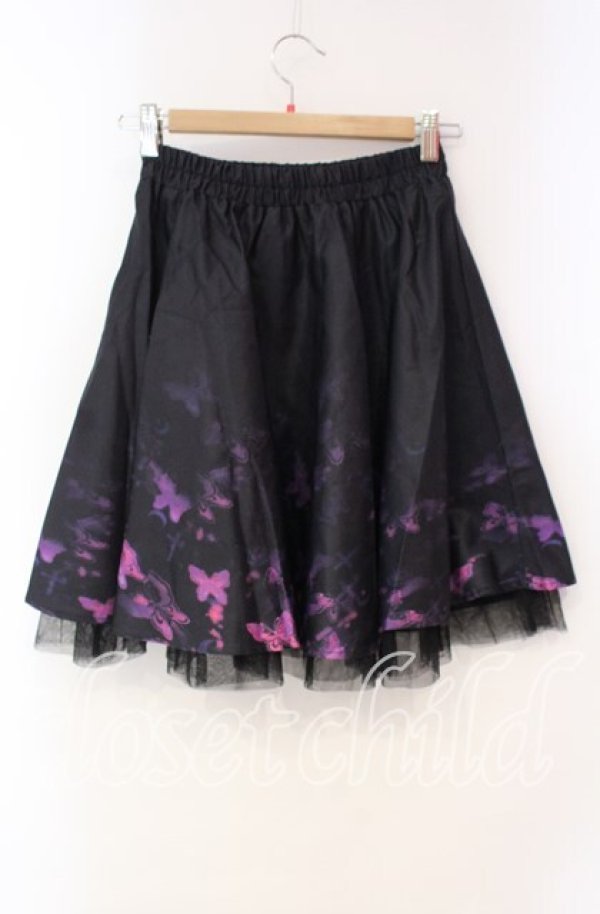 画像3: NieR Clothing / チュール付きMINI SKIRT【Butterfly】スカート  ブラック×パープル系 O-25-10-28-048-PU-SK-IG-OS (3)