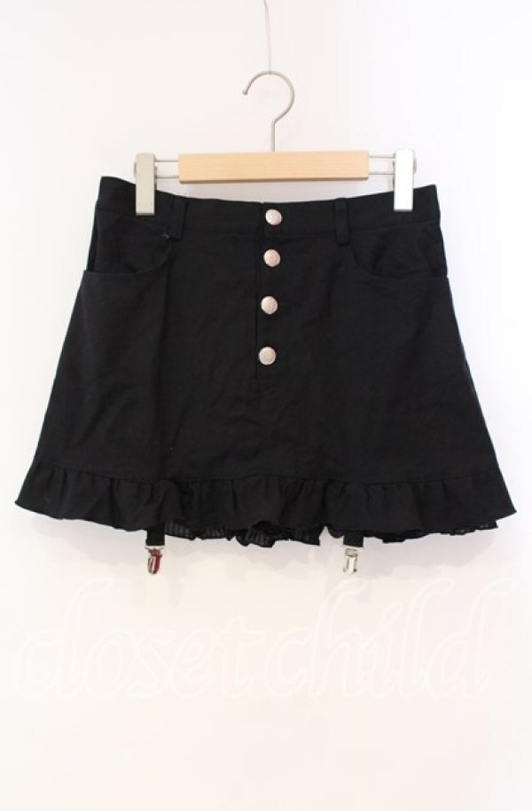 画像1: BPN / バックティアードガータースカート M ブラック O-25-10-28-049-GO-SK-IG-OS (1)