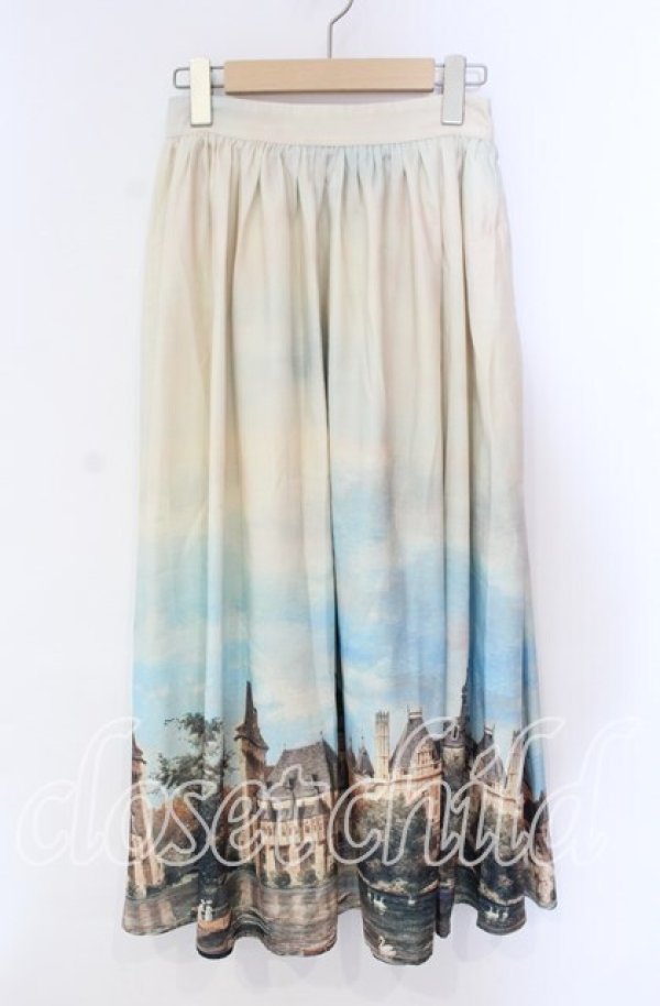 画像1: axes femme NOSTALGIE / ベイサージュ柄ロングスカート F ベージュ O-25-10-28-051-AX-PA-OW-OS (1)