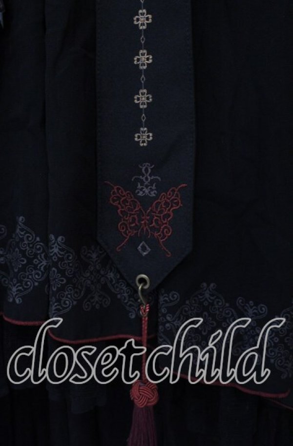 画像3: Ozz oneste / バタフライレース付きシャーリングスカート  ブラック×レッド O-25-10-28-053-OO-SK-IG-OS (3)