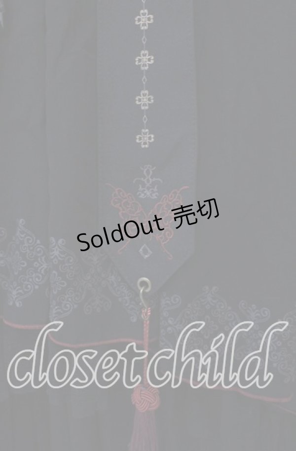 画像3: Ozz oneste / バタフライレース付きシャーリングスカート  ブラック×レッド O-25-10-28-053-OO-SK-IG-OS (3)